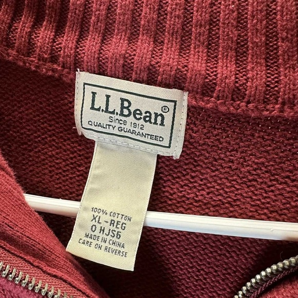 L.L. Bean Men's Burgundy Zip-Up Sweater - Picture 3 of 6